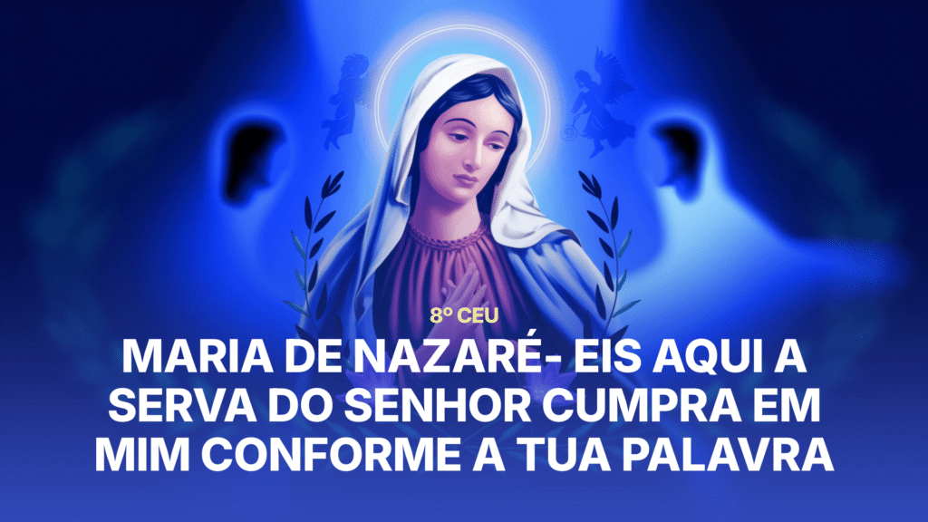 Imagem retratando Maria de Nazaré em um ambiente sereno e etéreo.